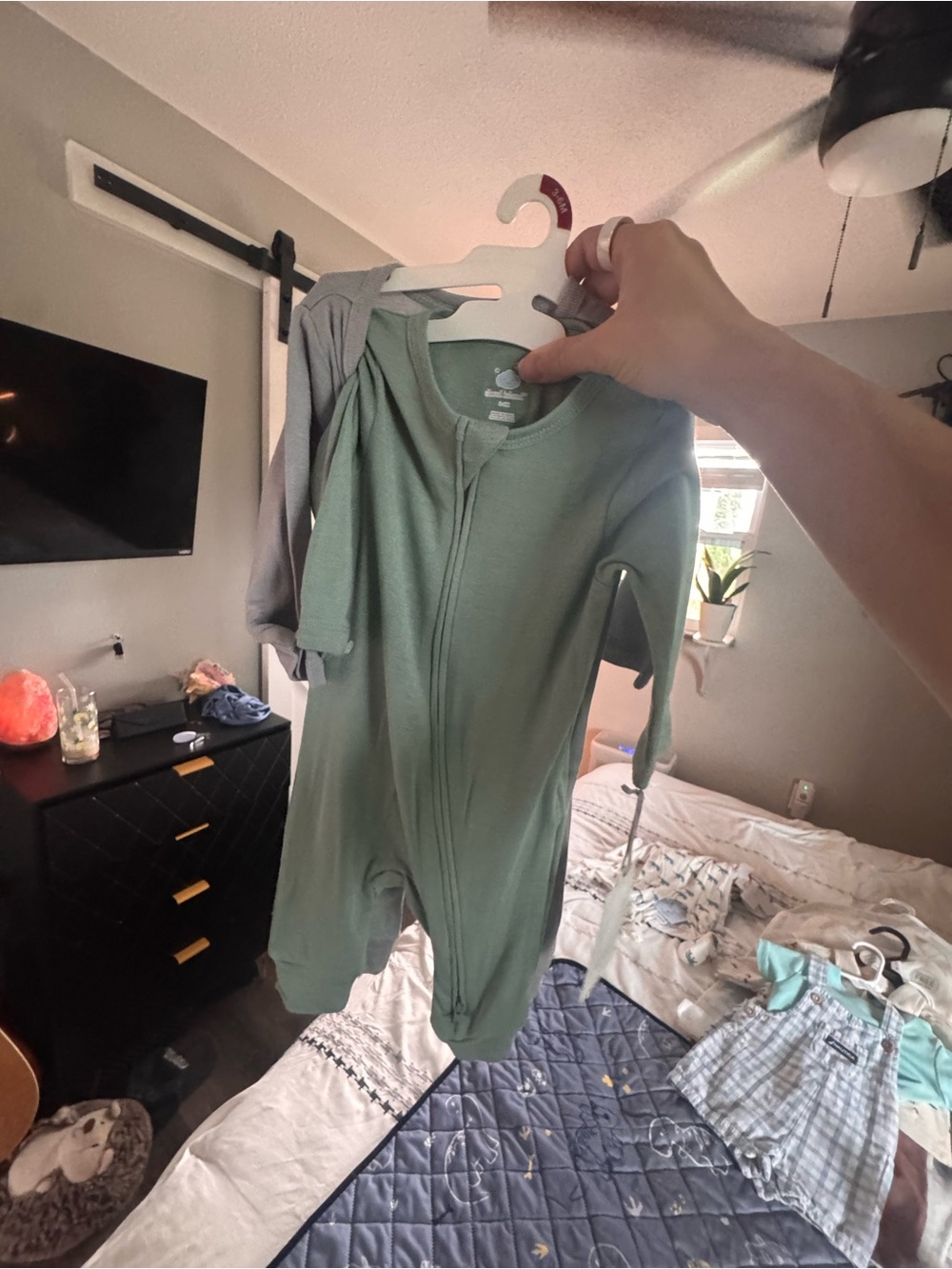Green and gray Zip-Front Baby Sleeper